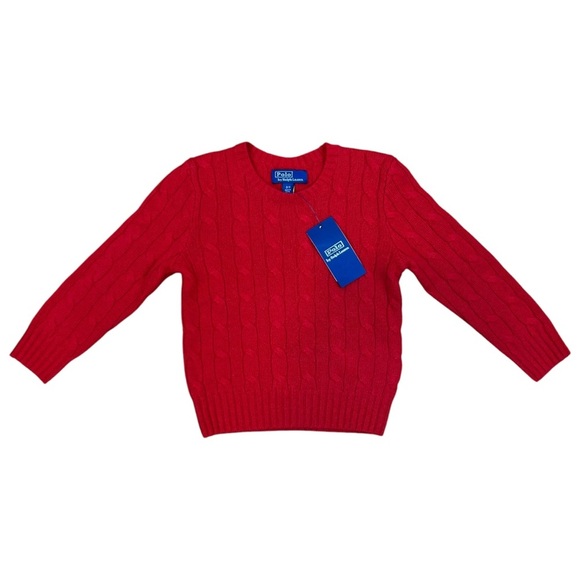 Polo Ralph Lauren Iconic Cable-Knit 100% Cashmere Sweater Red Toddler Size 2/3 - Picture 2 of 11